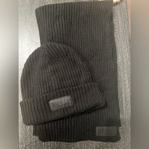 Victoria Secret Pink black beanie and scarf set
